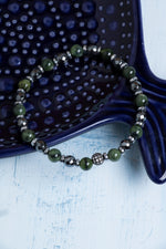 Sertifikalı Yeşim ve Hematit Doğal Taş Bileklik