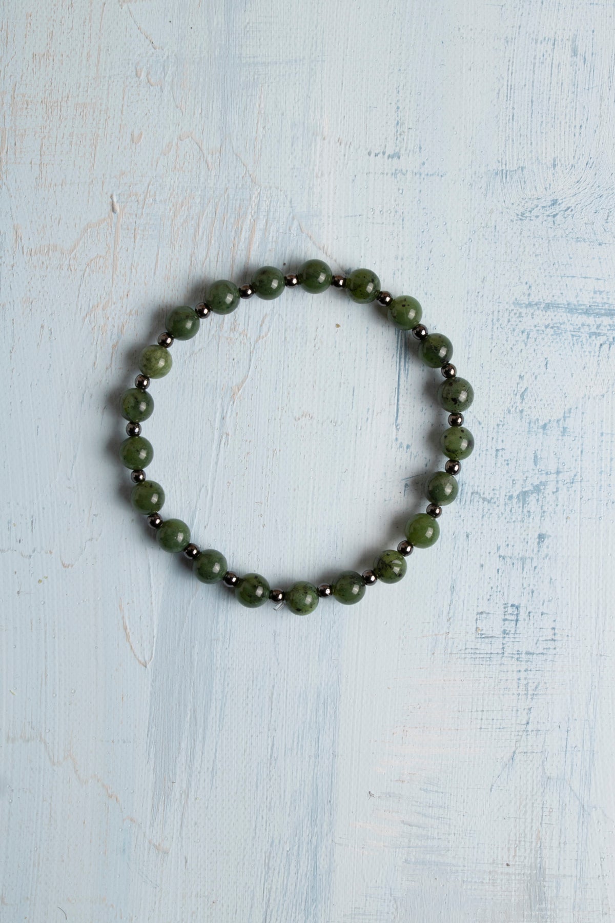 Sertifikalı Yeşim ve Hematit Taşlı Doğal Denge Bilekliği