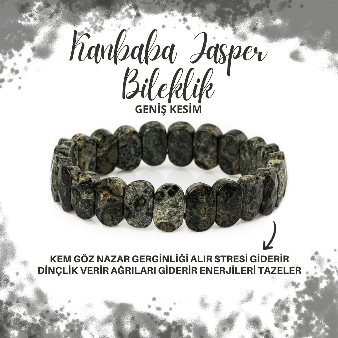 SERTİFİKALI Yosunlu Akik Doğal Taş Geniş Kesim Bileklik