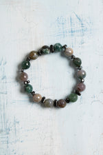 Sertifikalı Yosunlu Akik ve Hematit Doğal Taş Bileklik – 8 mm