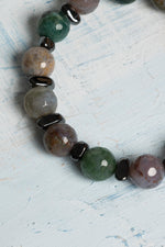 Sertifikalı Yosunlu Akik ve Hematit Doğal Taş Bileklik – 8 mm