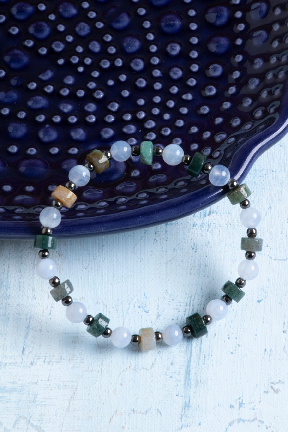 Sertifikalı Yosunlu Akik ve Kalsedon Doğal Taş Bileklik