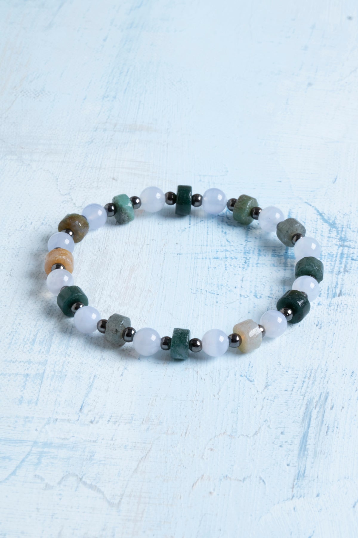 Sertifikalı Yosunlu Akik ve Kalsedon Doğal Taş Bileklik