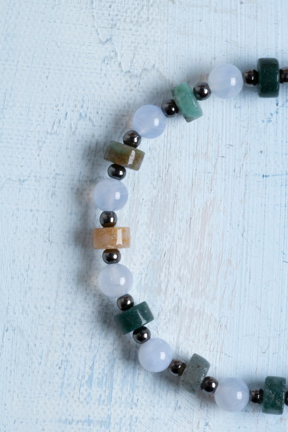 Sertifikalı Yosunlu Akik ve Kalsedon Doğal Taş Bileklik