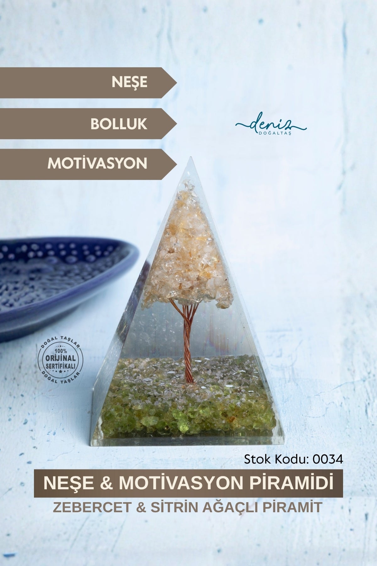 Zebercet &amp; Sitrin Ağaçlı Piramit Neşe &amp; Motivasyon Piramidi S.K: 0034